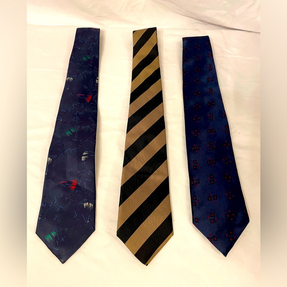 Vintage Yves St Laurent, Lanvin & Guy Laroche Men's 3 Tie Set